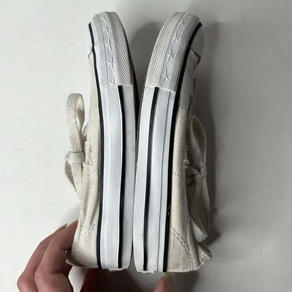 Converse All star Low Top Sneaker Ivory Star Distressed Junior Little Kid 13